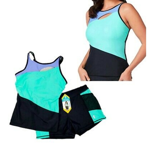 Free Country Other - NWT Free Country Wmn XL Blk/Spearmint 2 Pc Tankini
